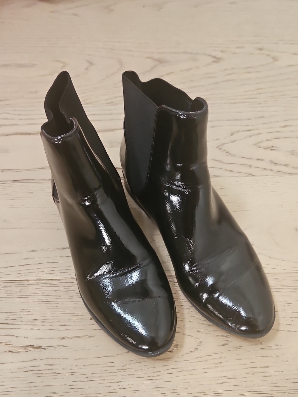 Aldo Black Patent Chelsea Ankle Boots - Women's